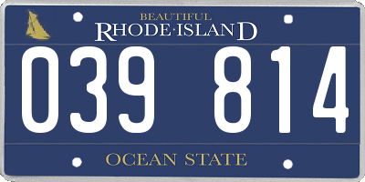 RI license plate 039814