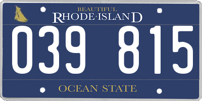 RI license plate 039815
