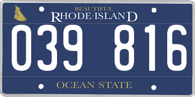 RI license plate 039816