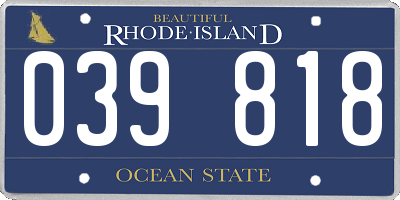 RI license plate 039818