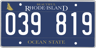 RI license plate 039819