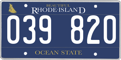 RI license plate 039820