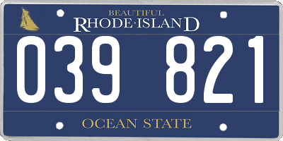 RI license plate 039821
