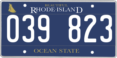 RI license plate 039823
