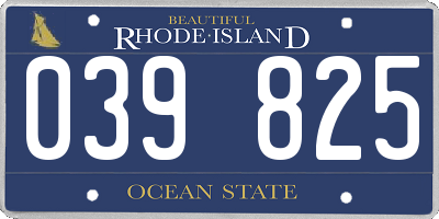 RI license plate 039825