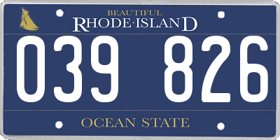 RI license plate 039826
