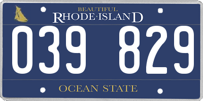 RI license plate 039829