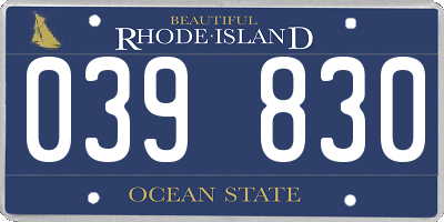 RI license plate 039830