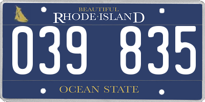 RI license plate 039835