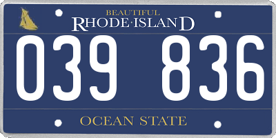 RI license plate 039836
