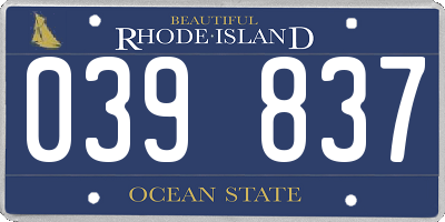 RI license plate 039837