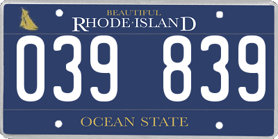 RI license plate 039839