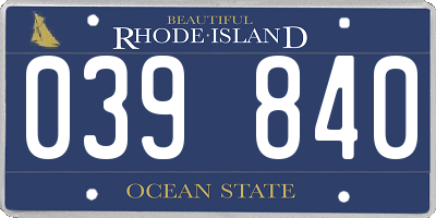 RI license plate 039840