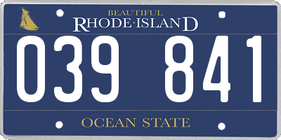 RI license plate 039841