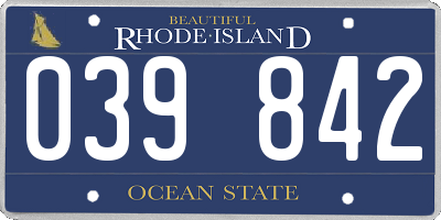 RI license plate 039842