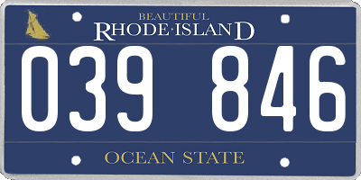 RI license plate 039846