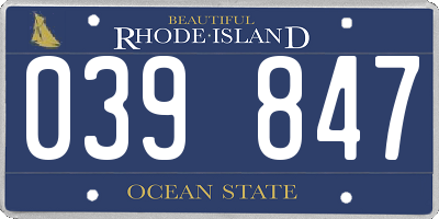 RI license plate 039847