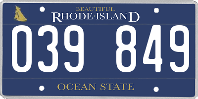 RI license plate 039849