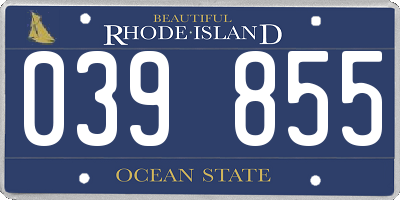RI license plate 039855