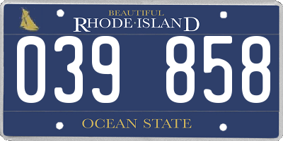 RI license plate 039858
