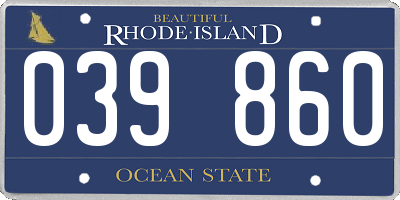 RI license plate 039860