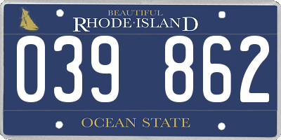 RI license plate 039862