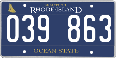 RI license plate 039863