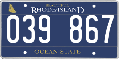 RI license plate 039867