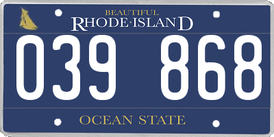 RI license plate 039868