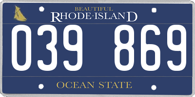 RI license plate 039869