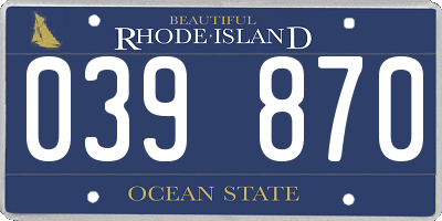 RI license plate 039870