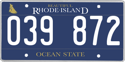 RI license plate 039872