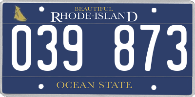 RI license plate 039873