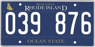 RI license plate 039876