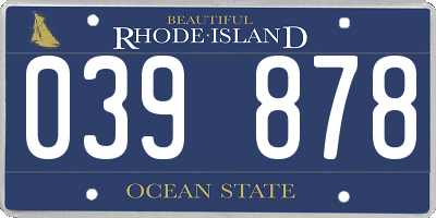 RI license plate 039878