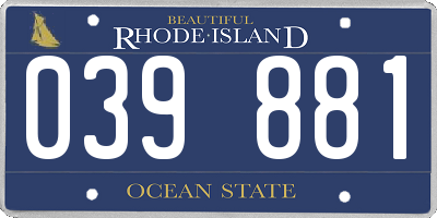 RI license plate 039881