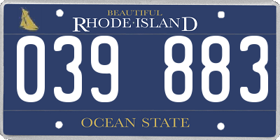 RI license plate 039883