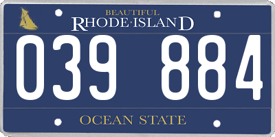RI license plate 039884