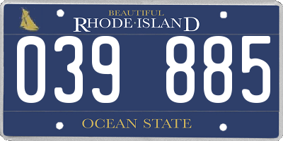 RI license plate 039885