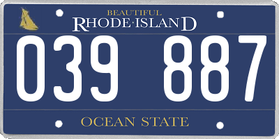 RI license plate 039887