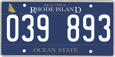RI license plate 039893