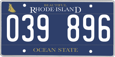 RI license plate 039896