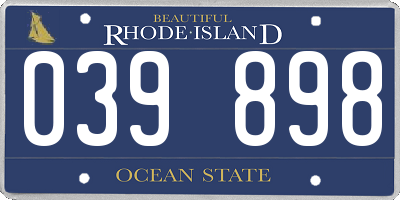 RI license plate 039898