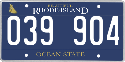 RI license plate 039904