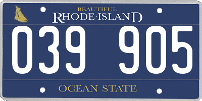 RI license plate 039905