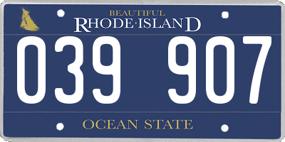 RI license plate 039907