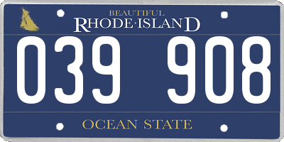 RI license plate 039908