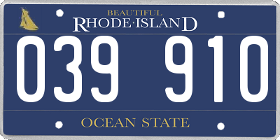 RI license plate 039910