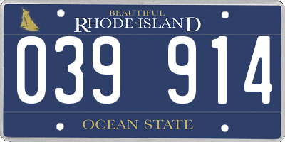 RI license plate 039914
