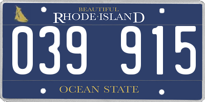 RI license plate 039915